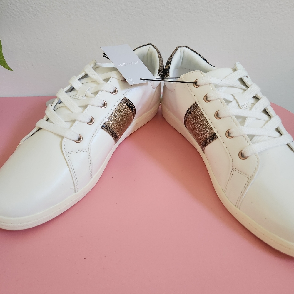 West Loop Whitr/Glittery Snakeskin Patterned Sneakers - Picture 3 of 10